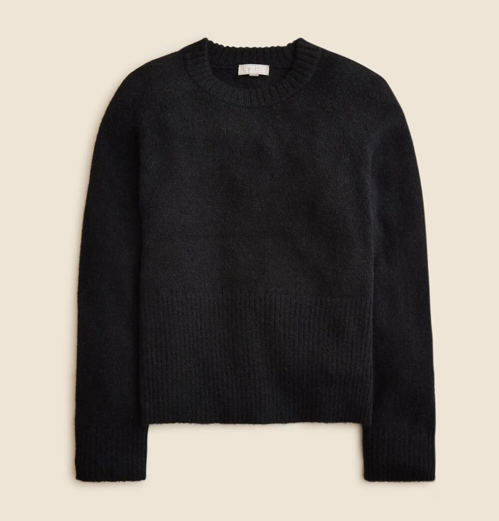J.Crew Wool Alpaca High Rib Sweater Womens XS Black Crewneck Long Sleeve